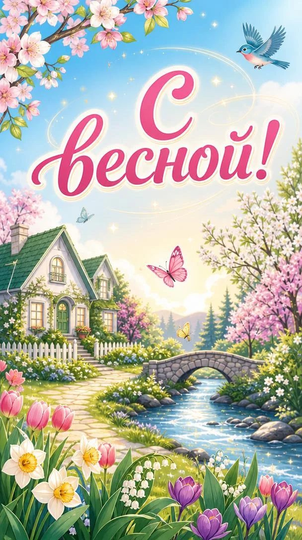 Открытка с весной