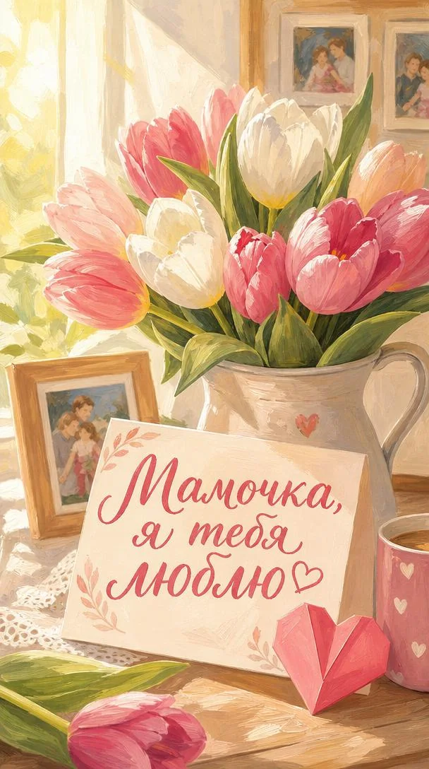 Открытка маме с нежной надписью