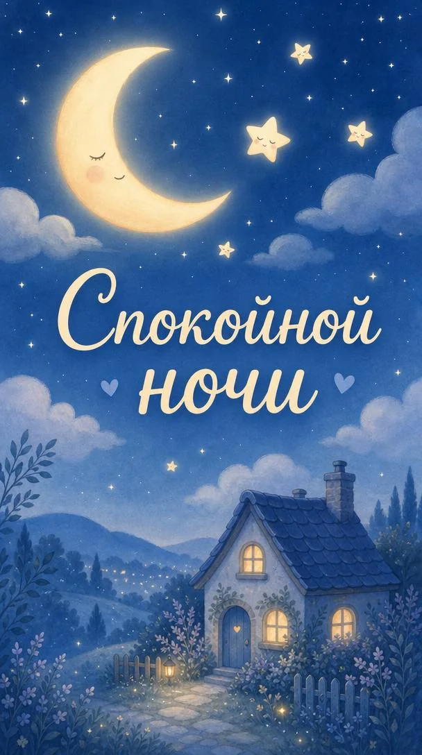 Открытка спокойной ночи с луной