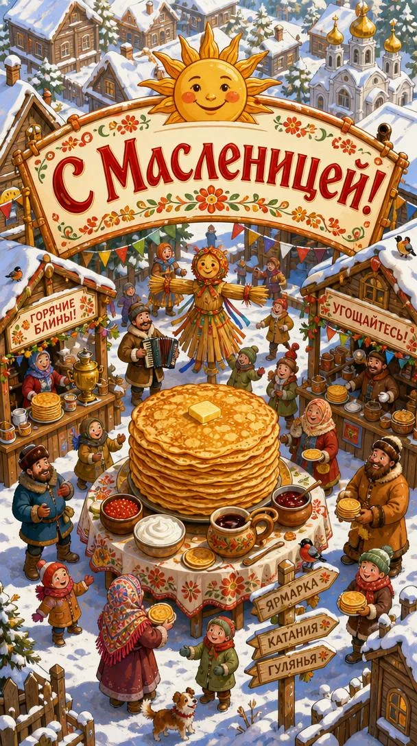 Открытка с Масленицей