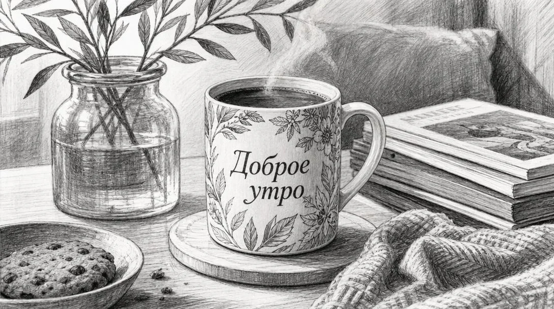 Кружка с принтом доброе утро