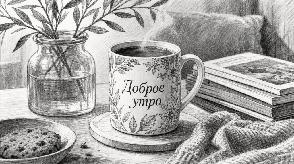 Кружка с принтом доброе утро