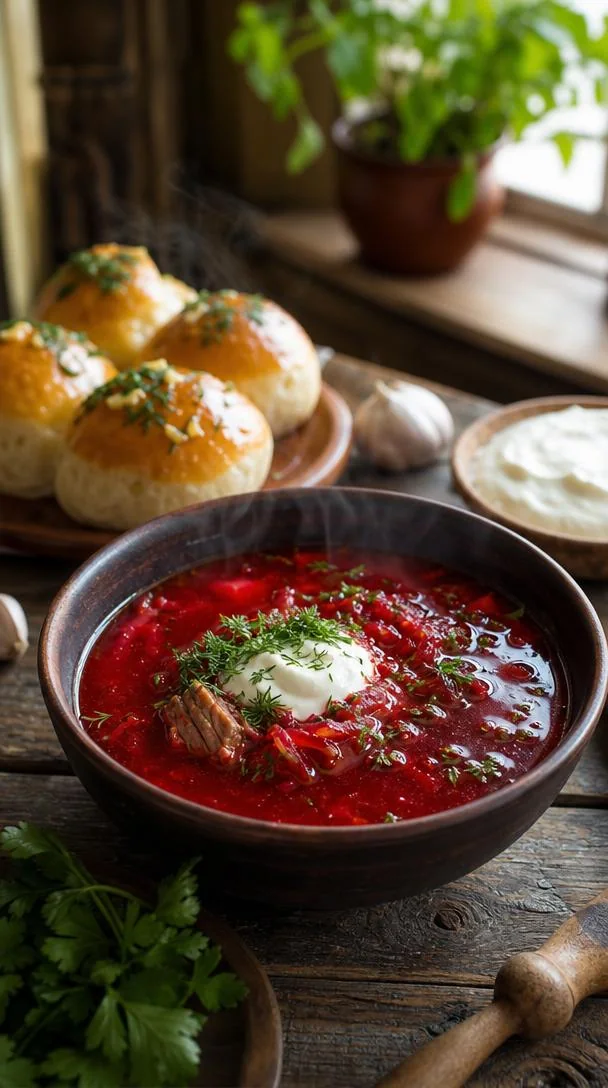 Борщ с пампушками