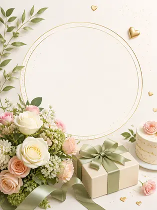 C днем рождения: Универсальное поздравление с днем рождения с цветами, подарком и местом под имя