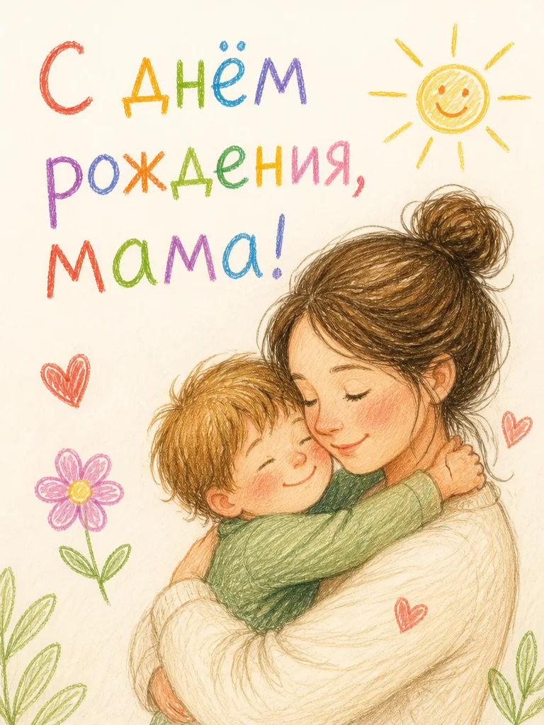 Открытка для мамы ко дню рождения